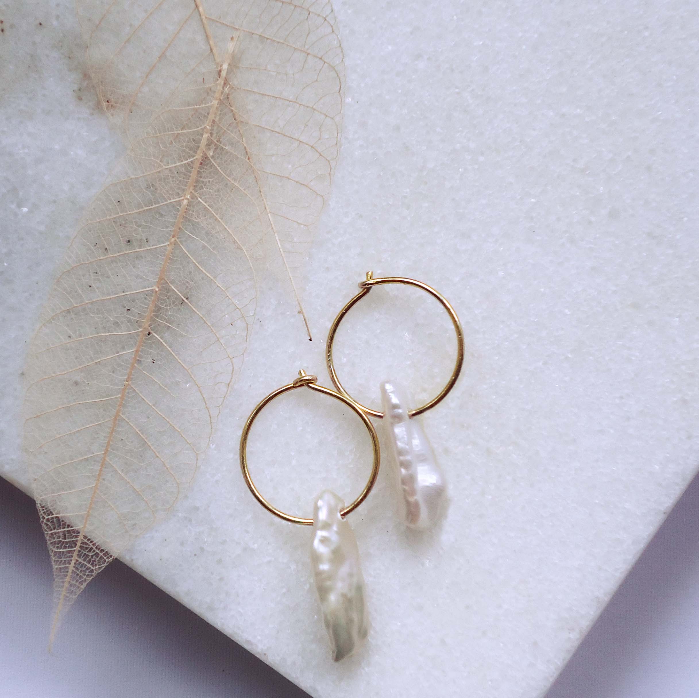 Callie Keshi Pearl Silver Hoop Earrings - Australia Designer Modern ...