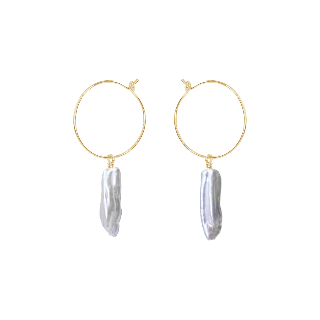 Callie Keshi Pearl Silver Hoop Earrings - Australia Designer Modern ...