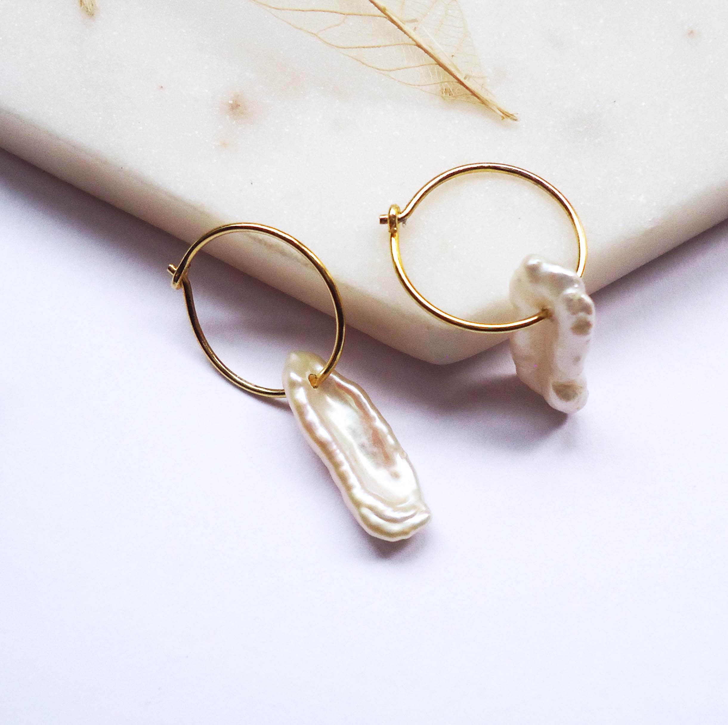 Callie Keshi Pearl Silver Hoop Earrings - Australia Designer Modern ...