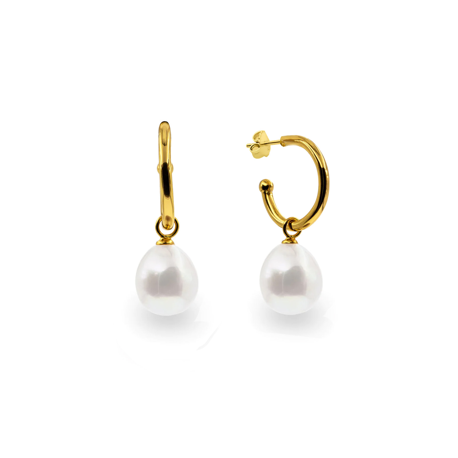 Brooklyn Pearl Silver Hoop Earrings - Stylish & Healing Gem Jewels
