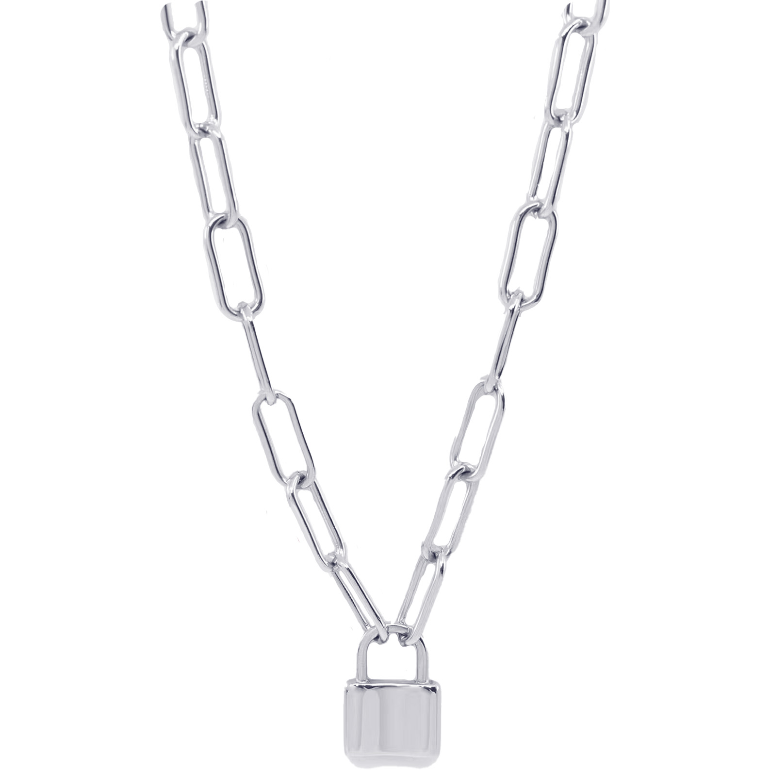 Silver Long Link Chain Necklace - Stylish & Healing Gem Jewels